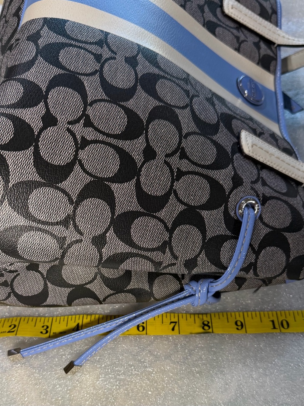 Coach Signature Tote in Black, Blue and Cream - Picture 10 of 12